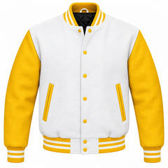 White and Yellow Wool Varsity Jacket