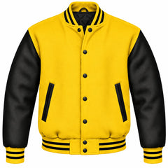 Yellow and Black Wool Varsity Jacket