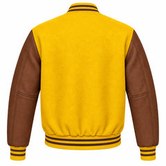 Yellow and Brown Wool Varsity Jacket