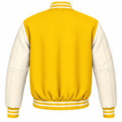 Yellow and Cream Wool Letterman Jacket