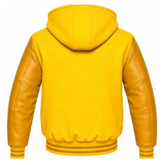 Yellow and Gold Hooded Letterman Jacket