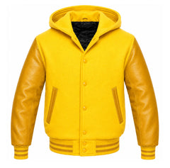 Yellow and Gold Hooded Letterman Jacket