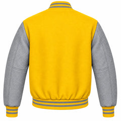 Yellow and Grey Wool Letterman Jacket
