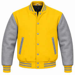 Yellow and Grey Wool Letterman Jacket