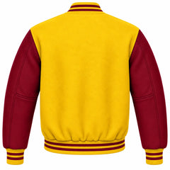 Yellow and Maroon Wool Varsity Jacket