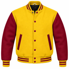 Yellow and Maroon Wool Varsity Jacket