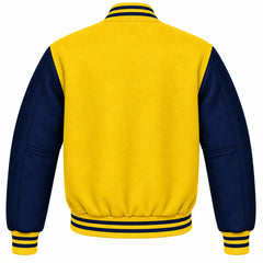 Yellow and Navy Blue Wool Varsity Jacket
