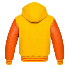 Yellow and Orange Varsity Jacket with Hood