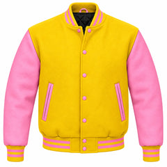Yellow and Pink Wool Varsity Jacket