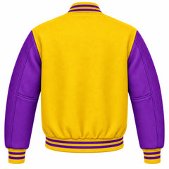 Yellow and Purple Wool Letterman Jacket