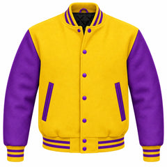Yellow and Purple Wool Letterman Jacket