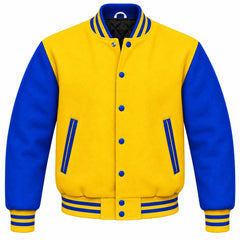 Yellow and Royal Blue Wool Letterman Jacket