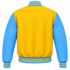 Yellow and Sky Blue Wool Varsity Jacket
