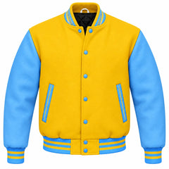 Yellow and Sky Blue Wool Varsity Jacket