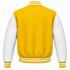 Yellow and White Wool Varsity Jacket