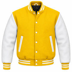 Yellow and White Wool Varsity Jacket