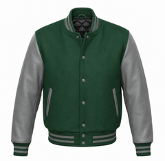 Forest Green and Grey Varsity Jacket